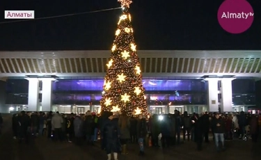 Алматының 8 ауданында жаңа жылдық шыршалар бір мезгілде жағылды