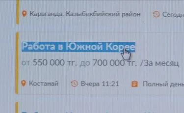 Оңтүстік Кореядан жұмыс тауып беруге уәде етіп, жұртты алдаған алаяқ ұсталды