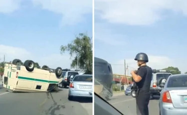 Авто инкассаторов перевернулось в Алматинской области  