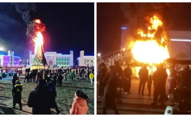 В Таразе сгорела главная елка в новогоднюю ночь