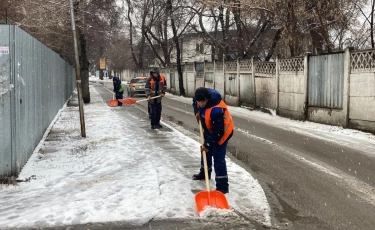 Снег в Алматы: для посыпки дорог использовано более 1800 тонн противогололедных материалов 