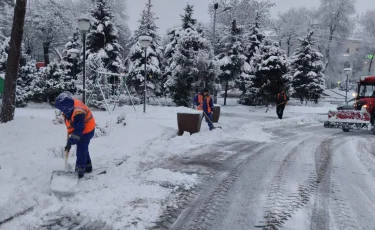 Алматы накрыло сильным снегопадом