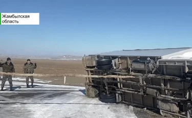 В снежном плену: массовое скопление машин образовалось на трассе Жамбылской области 