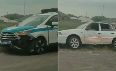 Пьяный угонщик протаранил полицейскую автомашину в Шымкенте