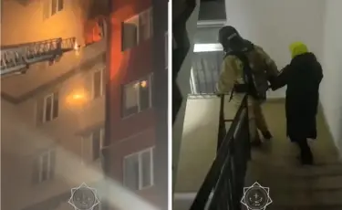 Пожар в Актобе: огнеборцы спасли 72 человека