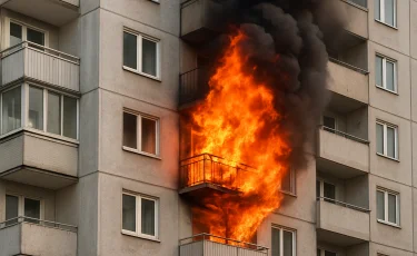 Пожар в Павлодаре: сразу несколько балконов в многоэтажке оказались в огне