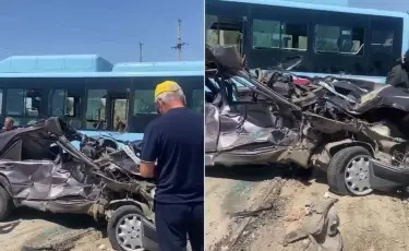 Таразда автокөлік жүк пойызы және автобуспен соқтығысып қалды
