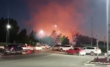 В Костанае огонь охватил склад со строительным мусором и деревянными поддонами