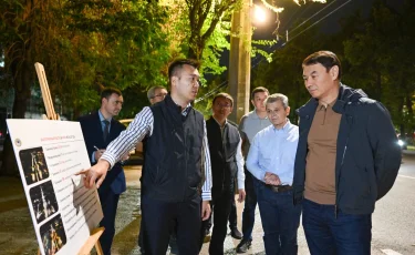 Дархан Сатыбалды Алматы орталығындағы сыртқы жарықтандыру нысандарын аралады