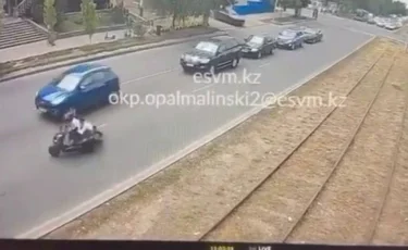 Угонщик мопедов протащил полицейского по дороге в Алматы (видео)