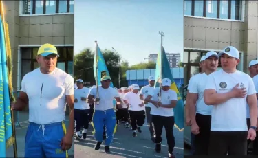 Полицейские пробежали марафон с флагом в Шымкенте