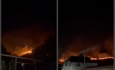 Пожар на горном склоне в районе Кенсай-1: спасатели ведут борьбу с огнём в сложных условиях