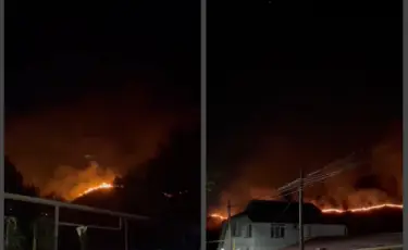 Пожар на горном склоне в районе Кенсай-1: спасатели ведут борьбу с огнём в сложных условиях