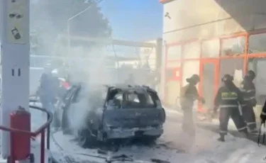 Ақтөбедегі автогаз құю станциясында көлік өртеніп, бір адам зардап шекті