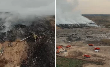 Қоқыс полигонындағы өртті сөндіру жұмысы тәулік бойы жалғасып жатыр