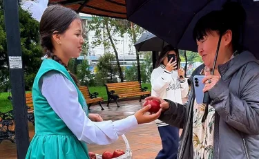 Алматыда тұрғындар мен қонақтарға алма ұсынылды