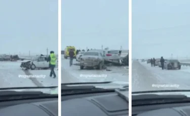 Ақмола облысында жеті көлік соқтығысып, бір адам қаза тапты