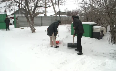 Таза Қазақстан: қарағандылық жастар ардагердің ауласын қардан тазартты
