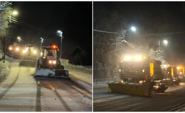 Алматыда таулы аумақтарда жауған қардан кейін түнгі уақытта жолға көктайғаққа қарсы қоспа себілді