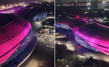 Алматыда Halyk Arena кешені заманауи сәулеттік жарықтармен безендірілді