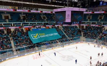 Конституциялық реформаларды қолдау: Астанада хоккей клубының матчы кезінде ерекше акция өтті