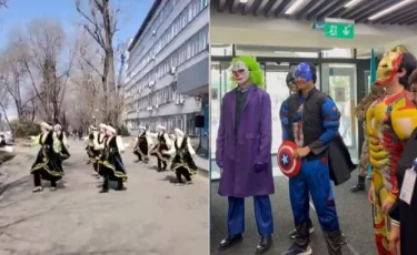 Алматыдағы референдум күнінің алғашқы жартысы: суперқаһармандар, ұлттық киім мен алып қуыршақтар