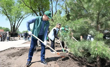 Аким Алматы Дархан Сатыбалды принял участие в масштабном субботнике