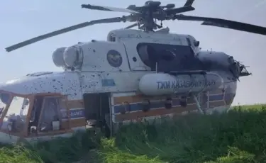 В Павлодарской области вертолет Ми-8 «Казавиаспаса» совершил жесткую посадку