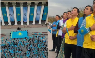 Алматыда Республика күніне арналған флешмобқа 1 мың жас қатысты