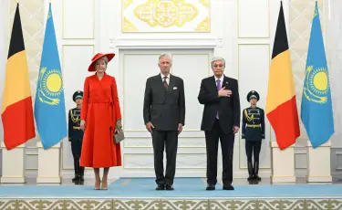 Ақордада елімізге мемлекеттік сапармен келген Бельгиялықтар Королі Филипп пен Патшайым Матильданы ресми қарсы алу рәсімі өтті