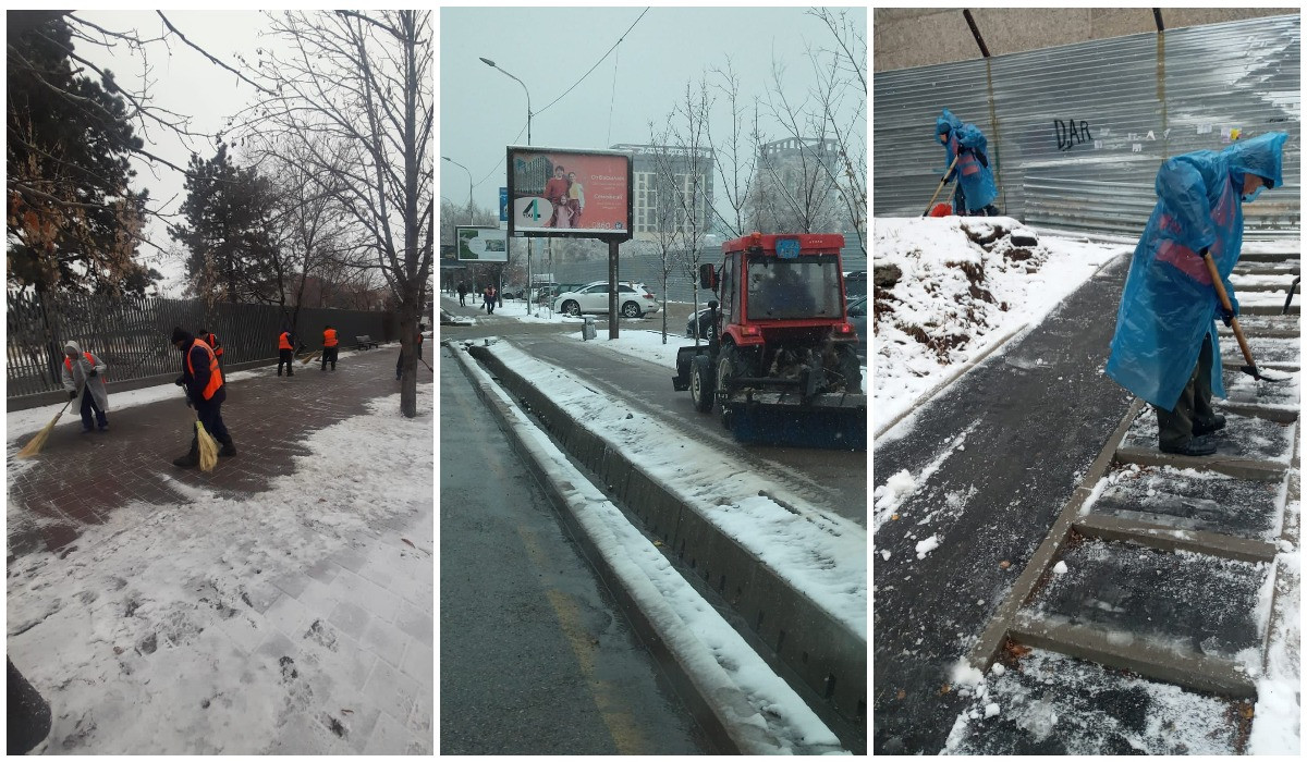 Уборка снега продолжается в Алматы 
