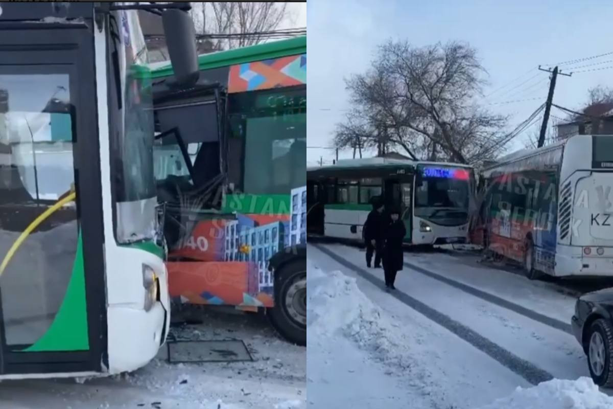 Два автобуса столкнулись в Нур-Султане: две пенсионерки пострадали  