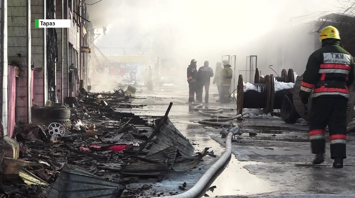 ЧП в Таразе: горел один из крупных рынков города