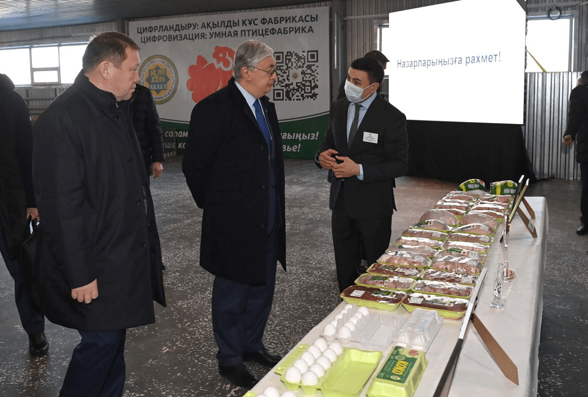 Президент Казахстана посетил птицефабрику «Жас-Канат»