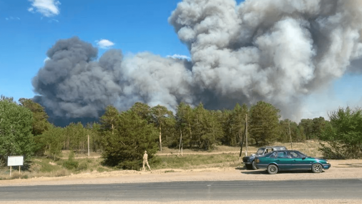Сильный лесной пожар разгорелся в области Абай