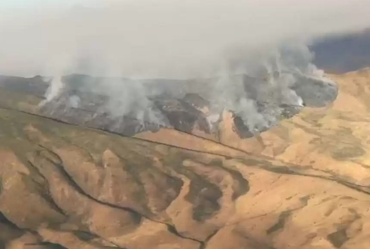 Крупный пожар: в горной местности Жамбылской области горит сухостой