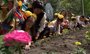Свыше 2 000 цветов разных сортов посадили в Наурызбайском районе Алматы